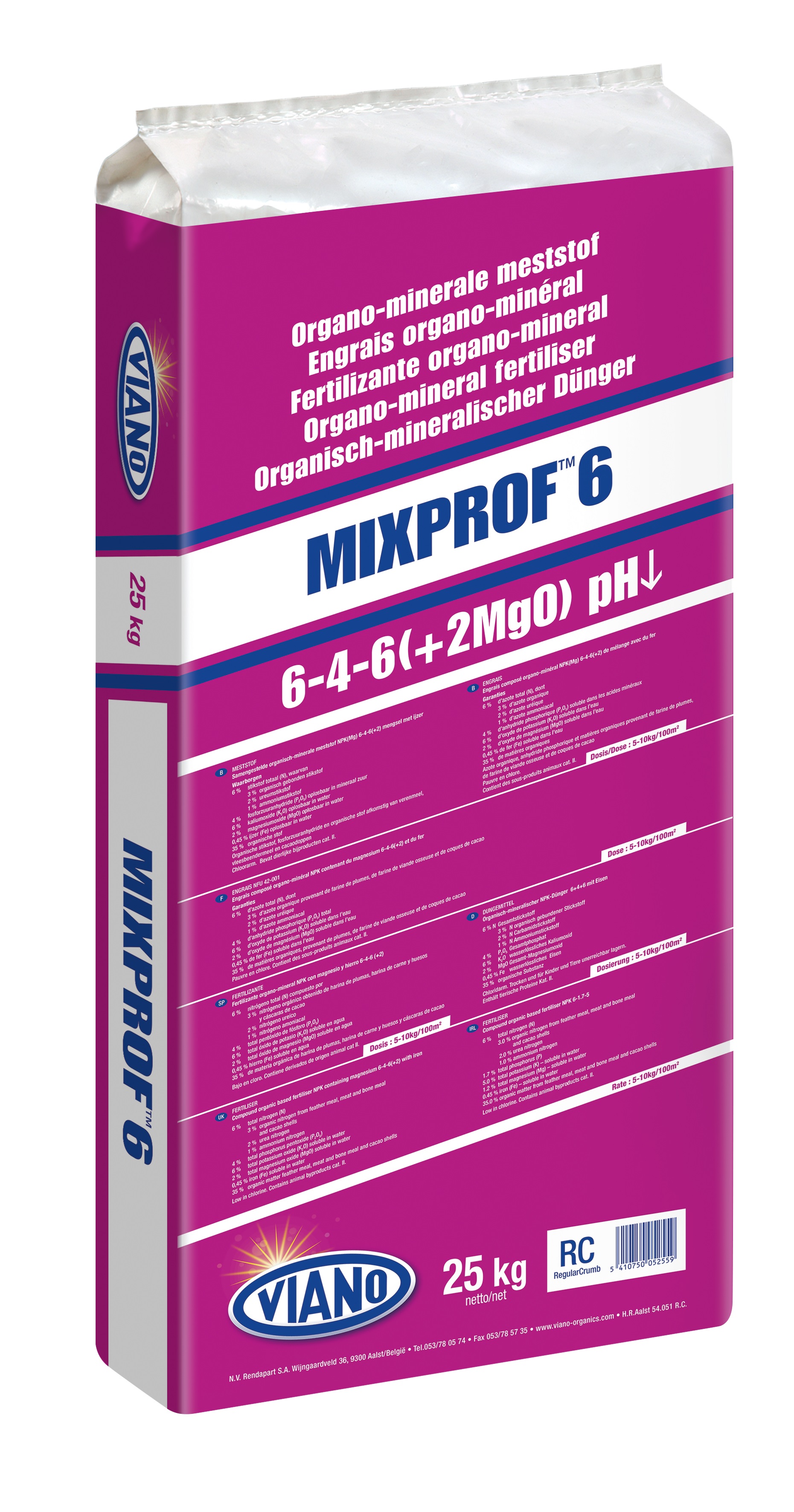 Viano organické hnojivo Mixprof 6 pH low- obľubujúce kylsú pôdu 25 kg