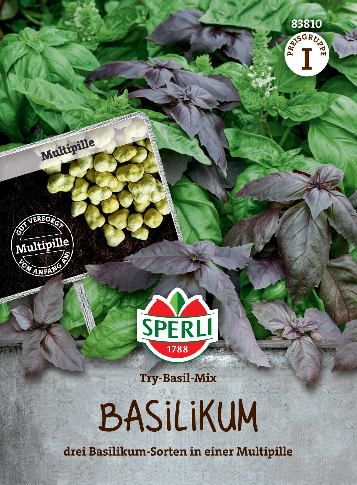 Bazsalikom-trió drazsírozott vetőmag Try-Basil-Mix 20 szem Sperli