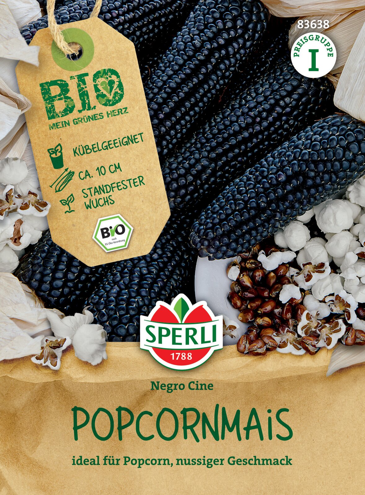 Organický popcorn Negro Cine Sperli cca 30 zŕn